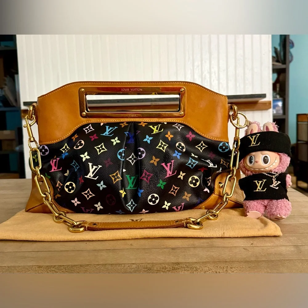 Louis Vuitton LV Black Murakami Judy Multicolored GM Satchel Bag - Picture 2 of 16